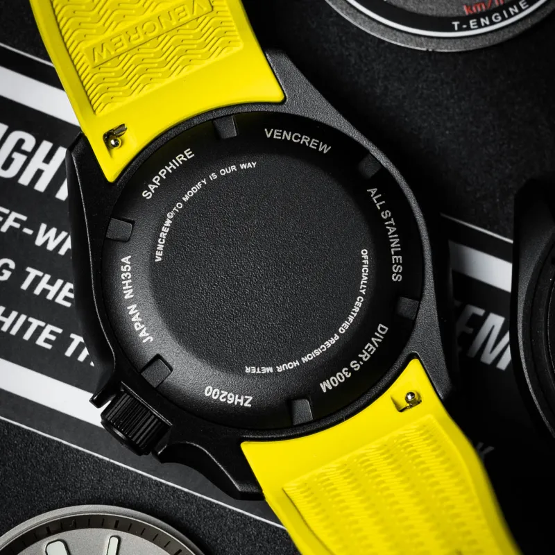 VENCREW Radar [Racing Yellow] Automatic Mechanical Movement Watch Unisex Black Dial-6