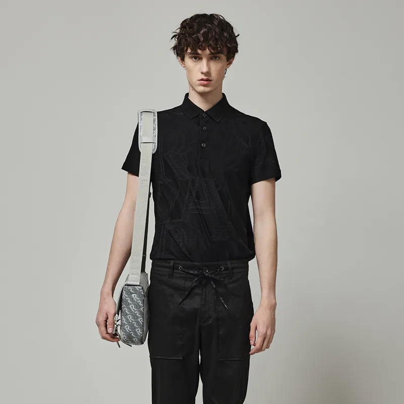 RARE Short Sleeved T Shirts Polo Shirt Men's Black-4
