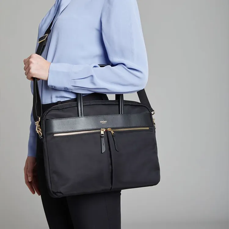 KNOMO Nylon Briefcase Computer Crossbody Handbag Regular Unisex Solid Color-1