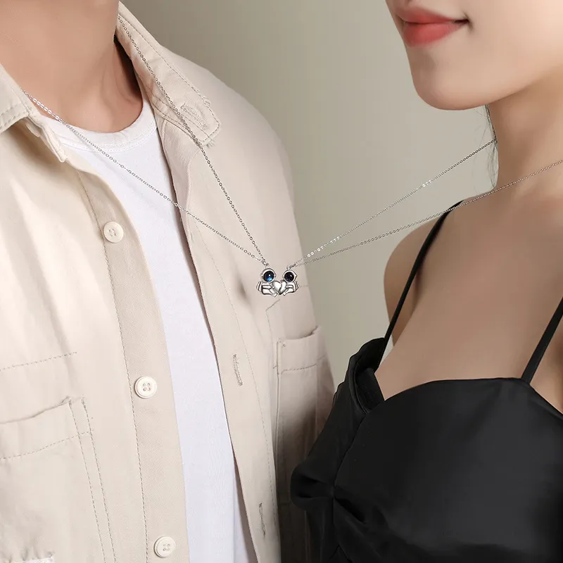 LISM Necklaces Unisex Magnetic Embrace Astronaut Couple Necklace-1