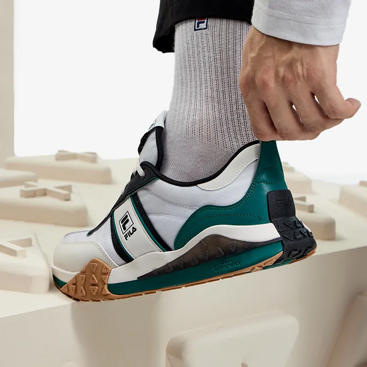 FILA Brick Anti Slip Wear Resistant Low Top Casual Shoes Men's White Black-8