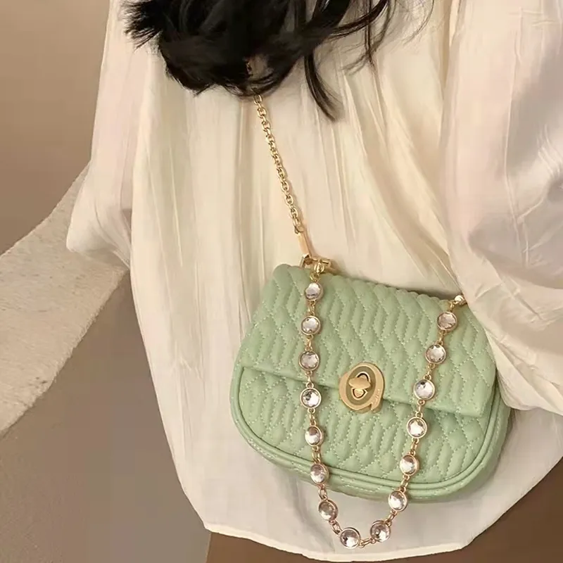 MARKANGARO PU Shoulder Bag, Crossbody Bag, Small Square Bag Regular Women's Haze Blue \ Mint Green-7