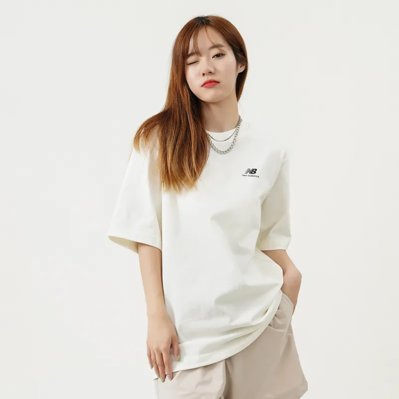 New Balance Drop Shoulder Sleeve T Shirt Unisex White-4