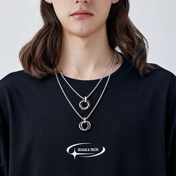 Guuka Stainless Steel Necklaces Unisex Silver-4