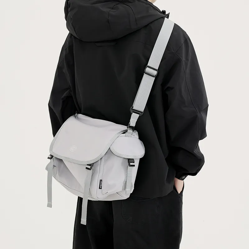 MYEDITION Nylon Messenger Bag Travel Bag Unisex Black-25