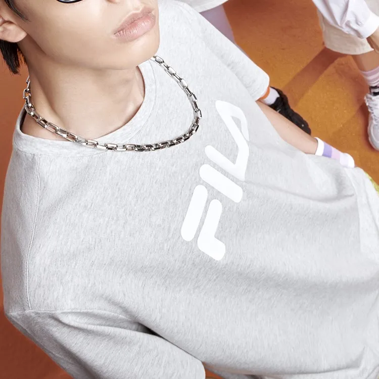 FILA Set in Sleeve T Shirt Unisex Light Heather Gray-2