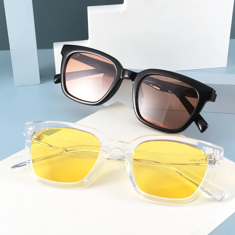 MUZU TR/Memory Plastic Square Sunglasses Unisex-2