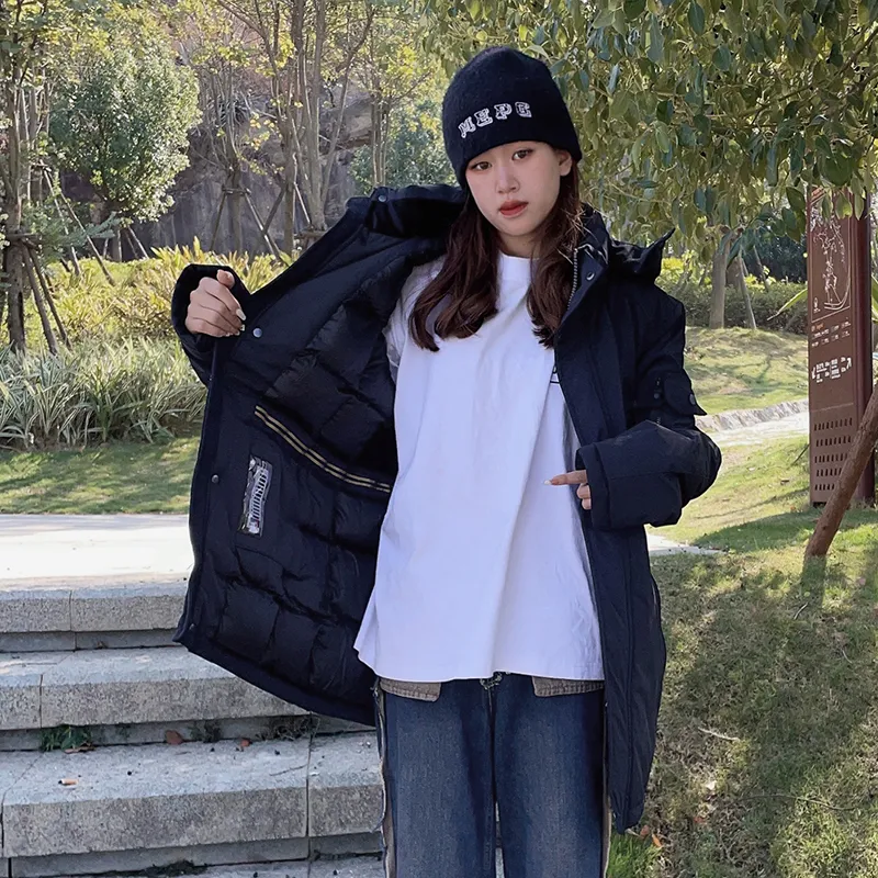 New Business Origin Solid Color Detachable Hood Loose Fit Thickened Mid Length Puffer Jacket Unisex-6