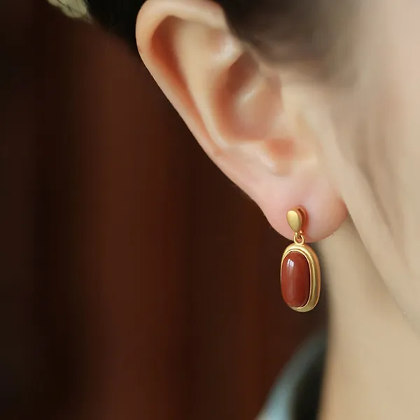 Xiaoyinjiang Agate Ear Ornament Jade Earring Women's-1