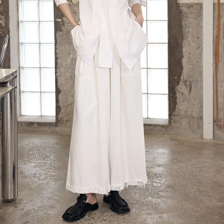 DEER AND FLYER Wide Leg Jeans Women's Cloud White-5