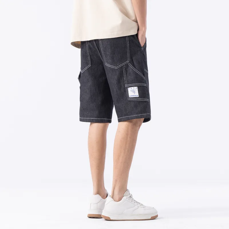 FAIRWHALE Denim Shorts Unisex Black-4