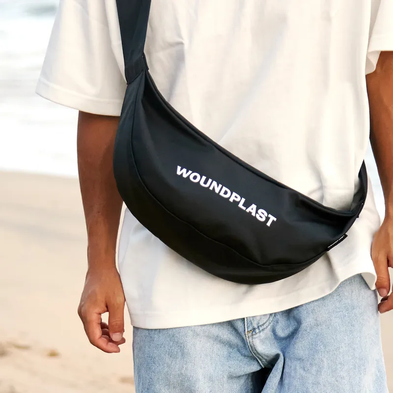 WPT PU Nylon Fabric Dumpling Bag One Shoulder Crossbody Fanny Pack Medium Size Unisex Black/White/Khaki/Green/Blue-7