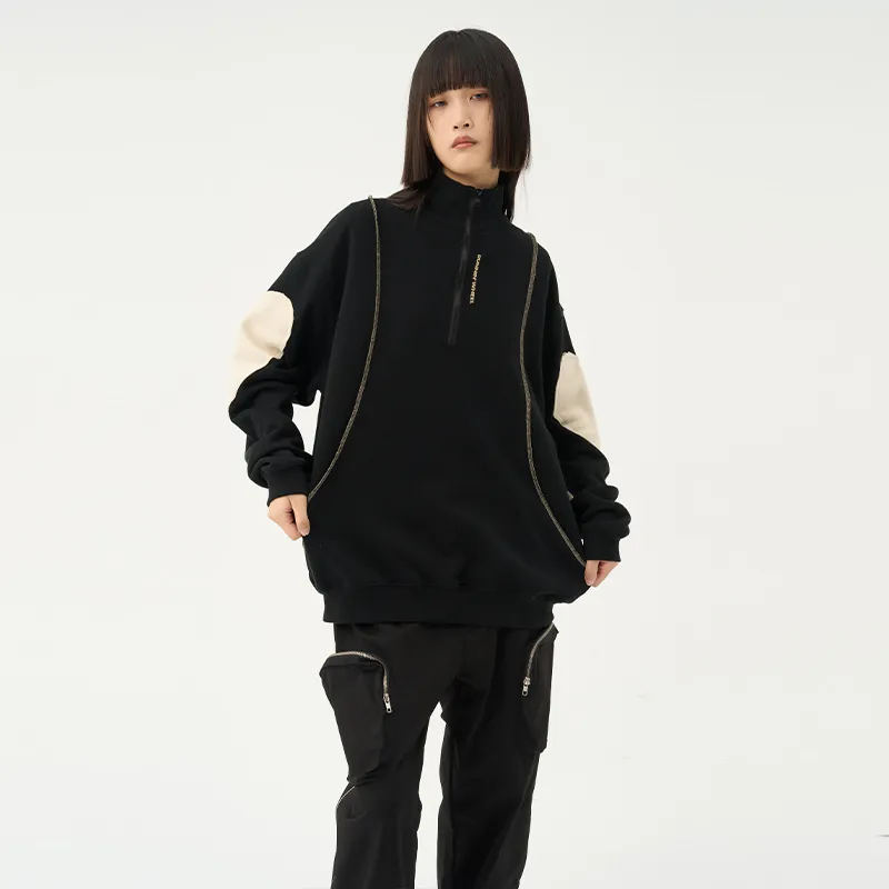RUNNINWHEEL Stand Collar Loose Fit Regular Sweatshirt Unisex-7