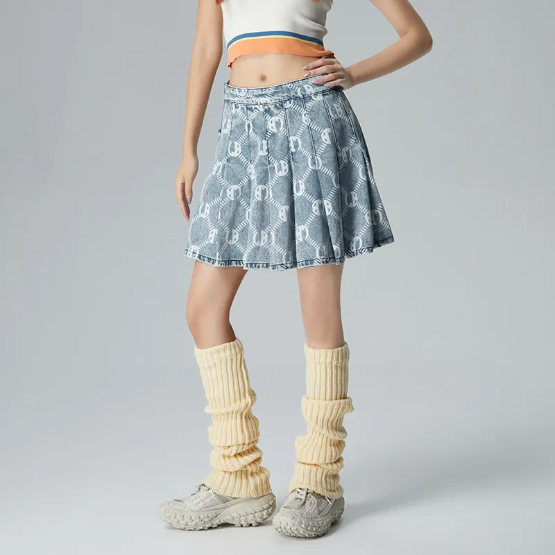 LALABOBO Casual Short Skirts Women's Light Blue White-2