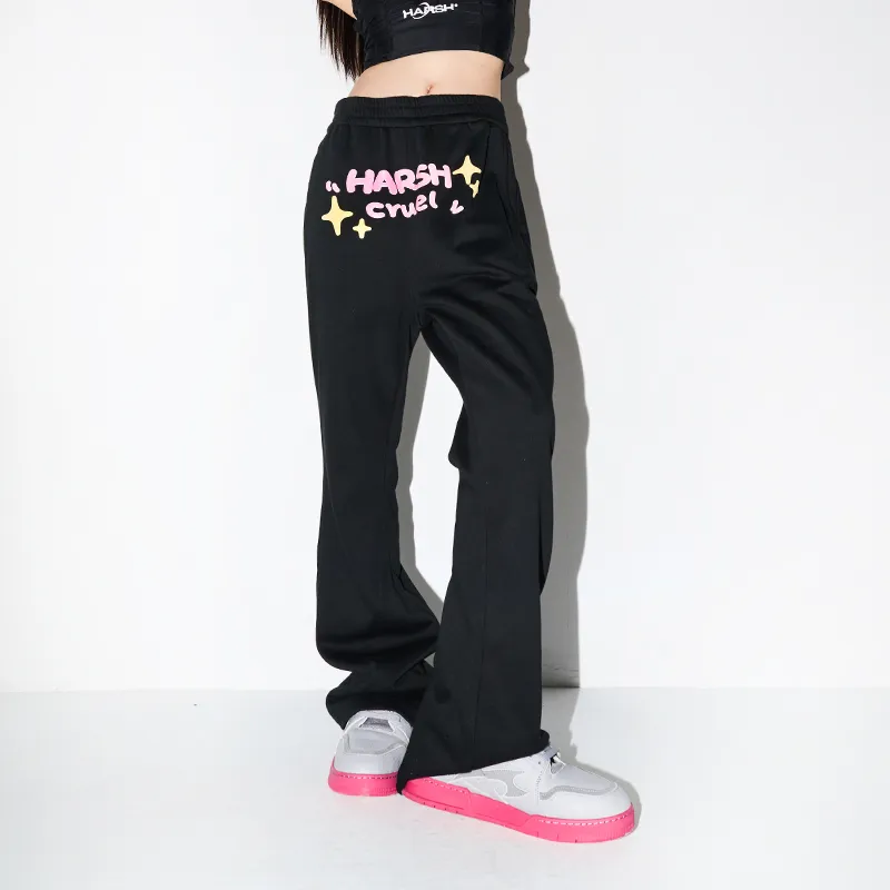HARSH AND CRUEL Flared Pants Casual Pants Unisex Black-3
