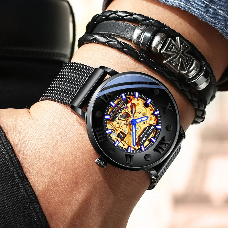 SOLLEN Automatic Mechanical Movement Watch Men's Watches Black Dial 307-4