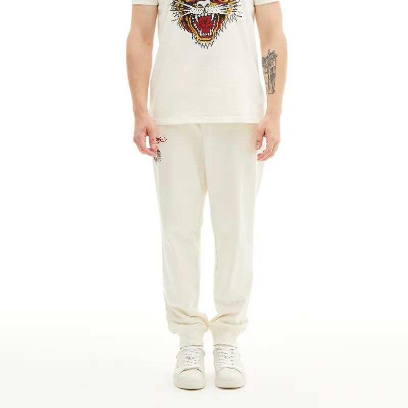 Ed Hardy Jogger Casual Pants Men's Ivory White-4
