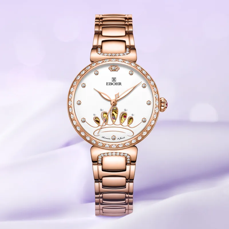 EBOHR Revenge Collection Mechanical Movement Stainless Steel Strap Watch Women's Watch White Dial-3