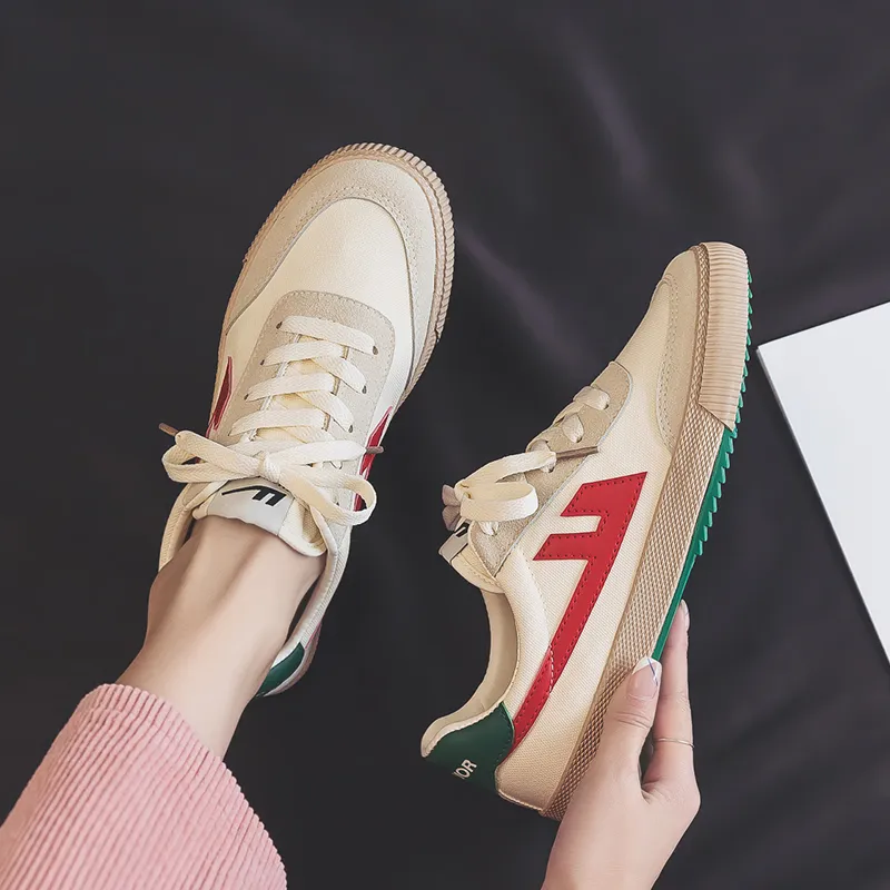 Warrior Wear resistant, Lightweight, Breathable, And Non slip. Low Top Canvas Shoes Unisex Beige Gray Red-4