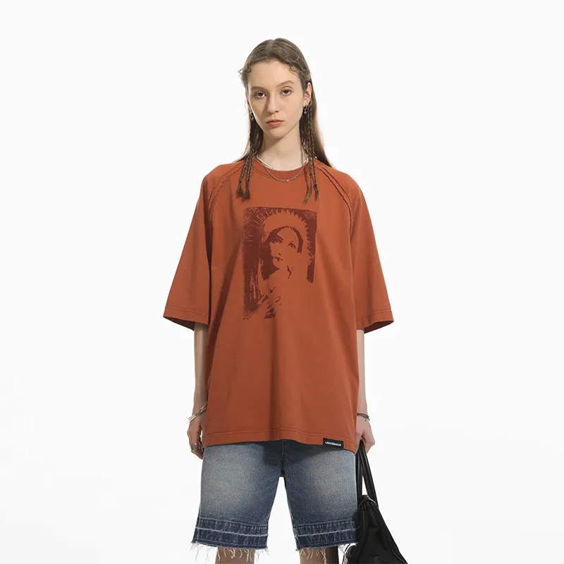 UNVESNO T Shirts Unisex Brick Red-2