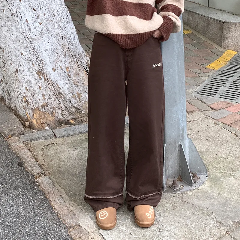 MeiHaoStore Straight Jeans Women's Coffee-2