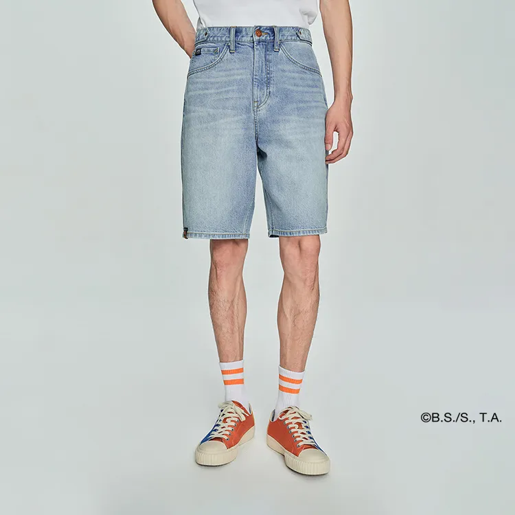 Dragon Ball X Lee X Dragon Ball Co brand Denim Shorts Men Light Blue-3