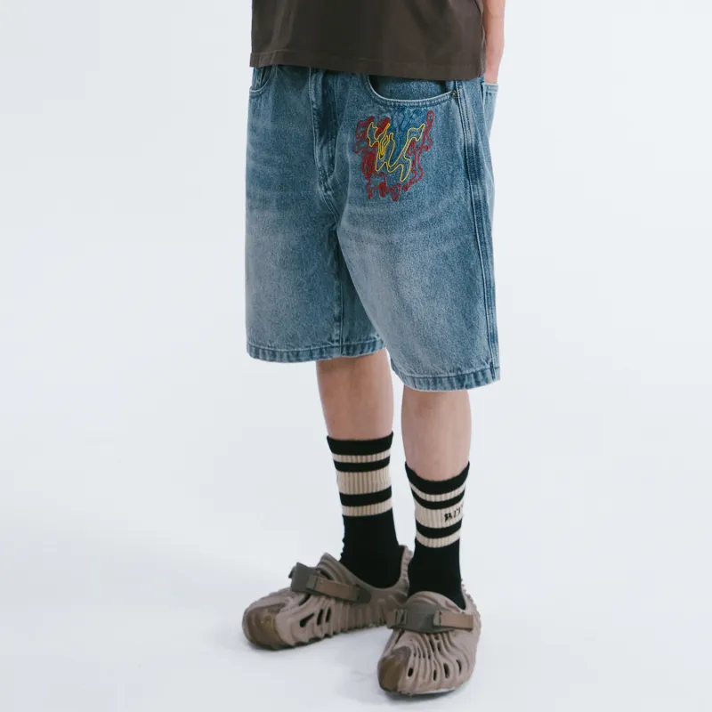 BURNIN Denim Shorts Unisex Blue-5