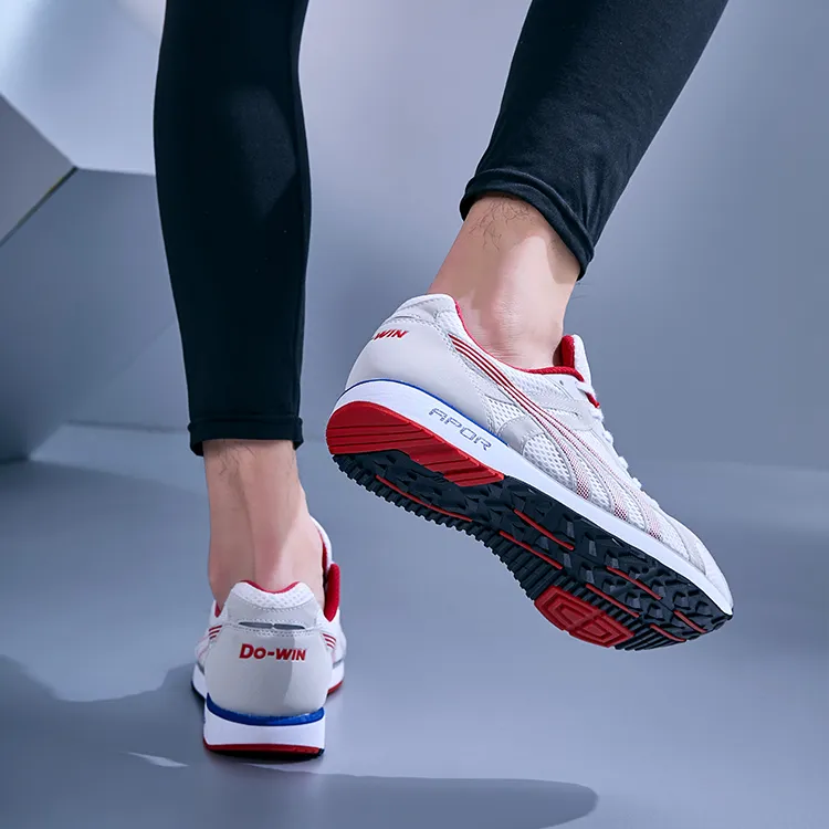 DO WIN Cushioning Slip Resistant Abrasion Resistant Breathable Low Top Running Shoes Unisex White Red-8