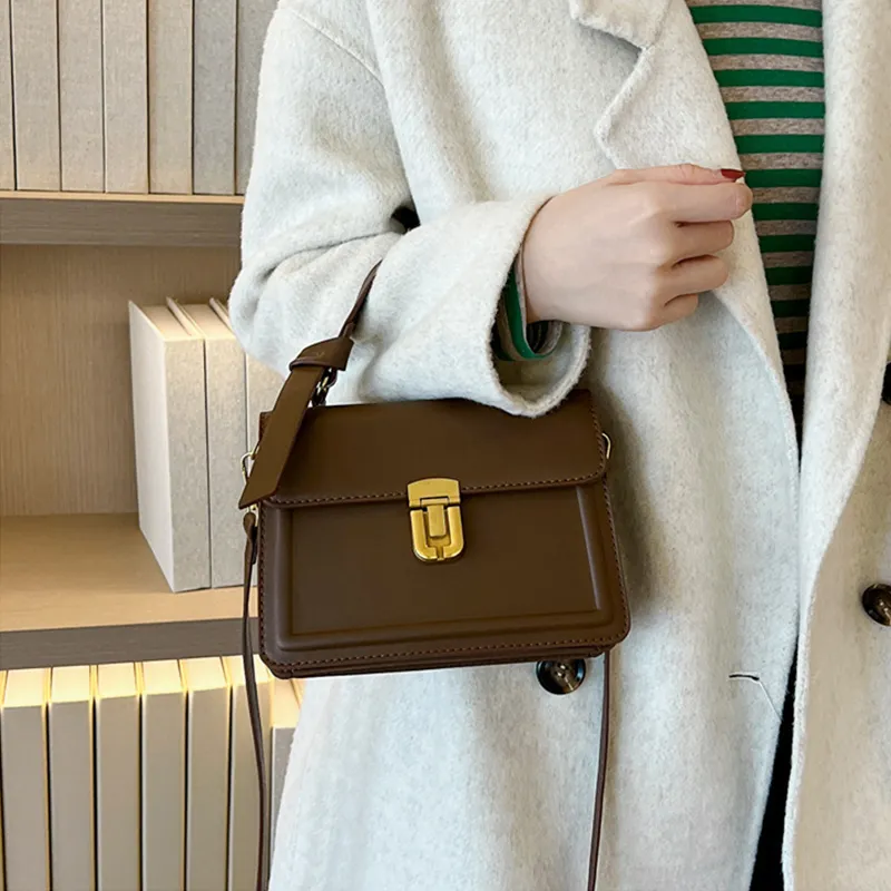JANE KLAIN PU Small Square Bag, Handbag, Crossbody Bag Small Size Women's Midnight Black/Chestnut Brown-14