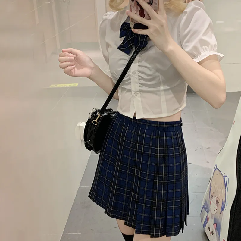 Tokyo Season Casual Short Skirts Women's Green Vine High School Plaid Skirt-26