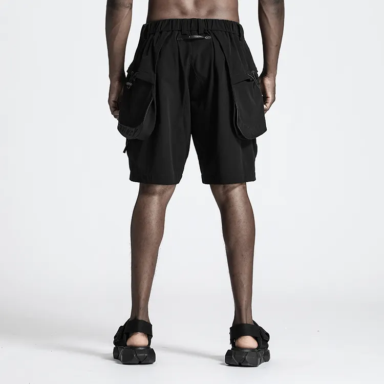 NORVINCY Urban Techwear Elastic String 3D Effect Patch Pocket Casual Shorts Unisex-3
