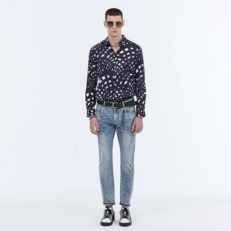 DAVID NAMAN Shirts Men Navy Blue-2