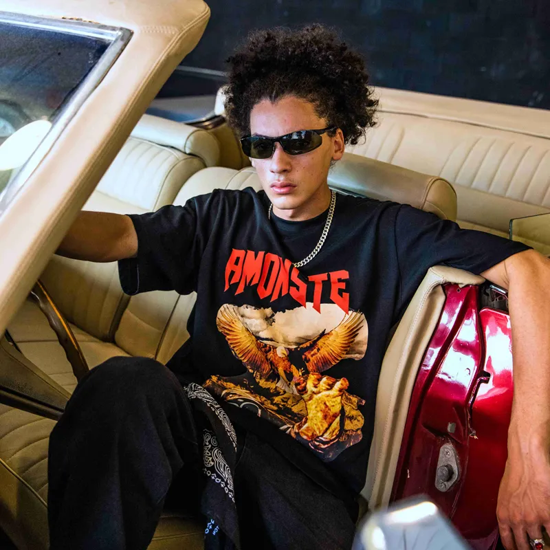 AMONSTER Straight T-Shirt Unisex Black-4
