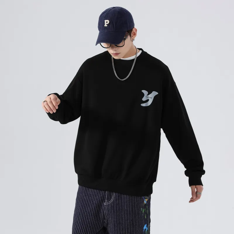 Yvette Crew Neck Loose Fit Regular Sweatshirt Unisex Black-4