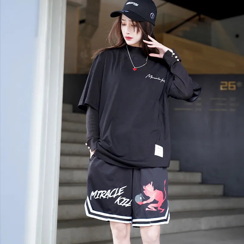 MIRACLE KILL Loose Fit Shorts Unisex Black-7