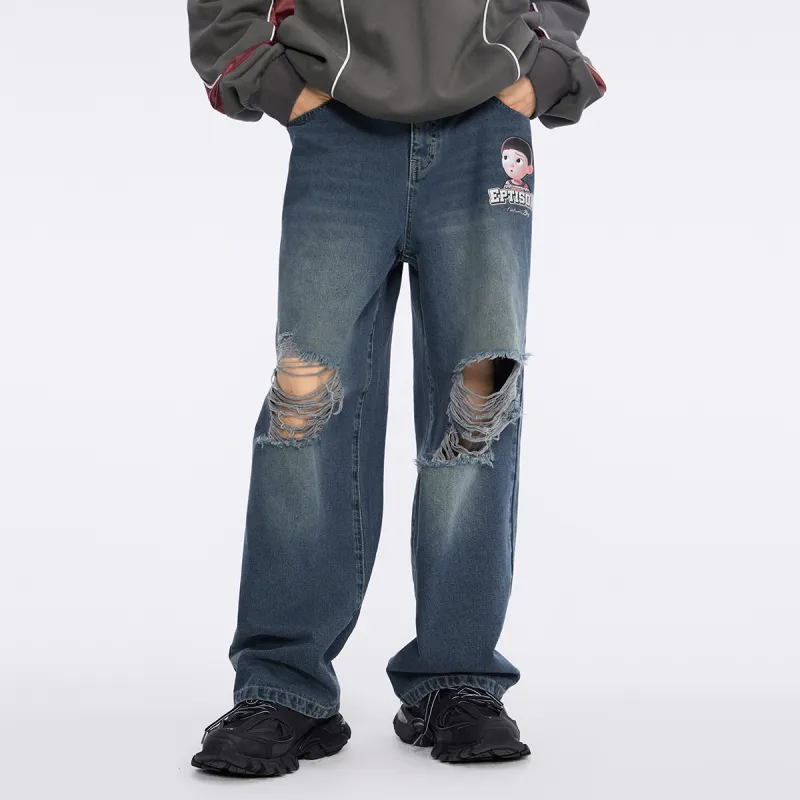 EPTISON Straight Jeans Unisex Dark Gray Blue-2