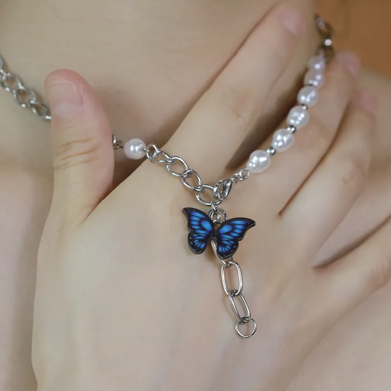MOVER Necklaces Women's Blue Tail Butterfly Necklace-7