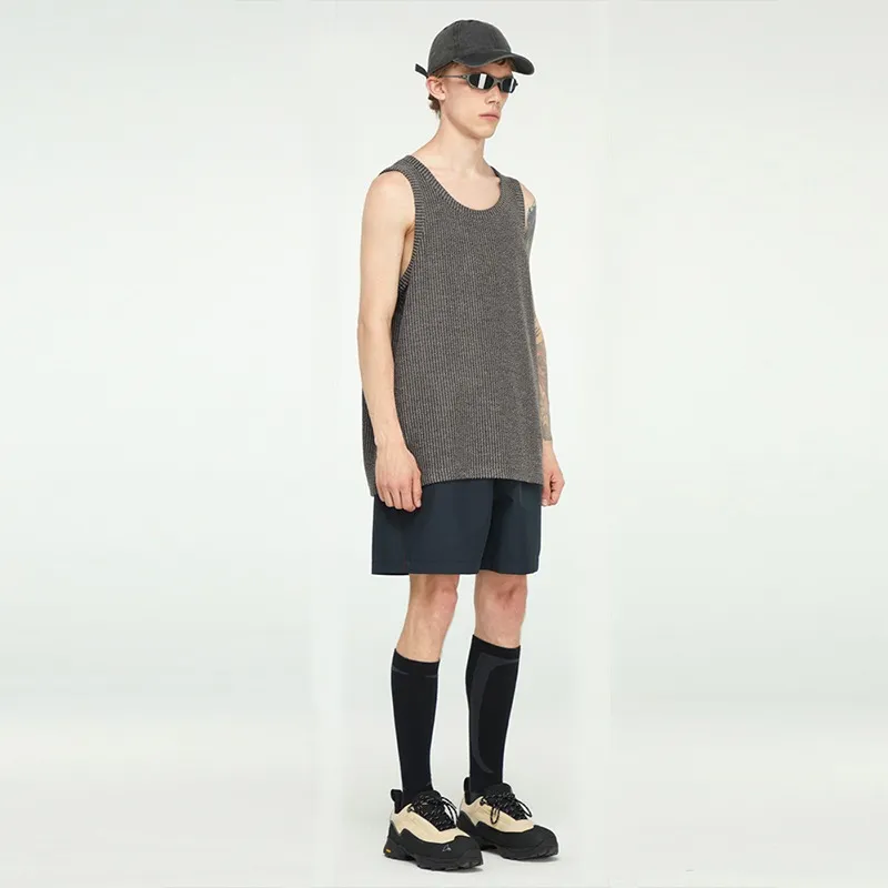 DECESOLO Casual Shorts Unisex Black-4