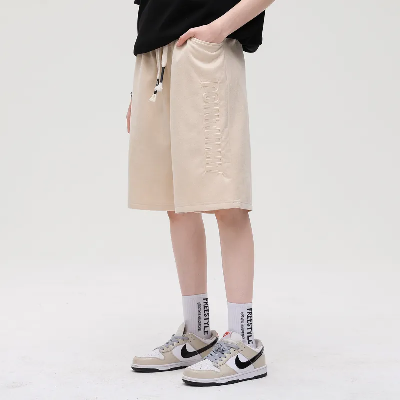 POINTLIMIT Suede 3D Pring Logo Unisex Casual Shorts-7