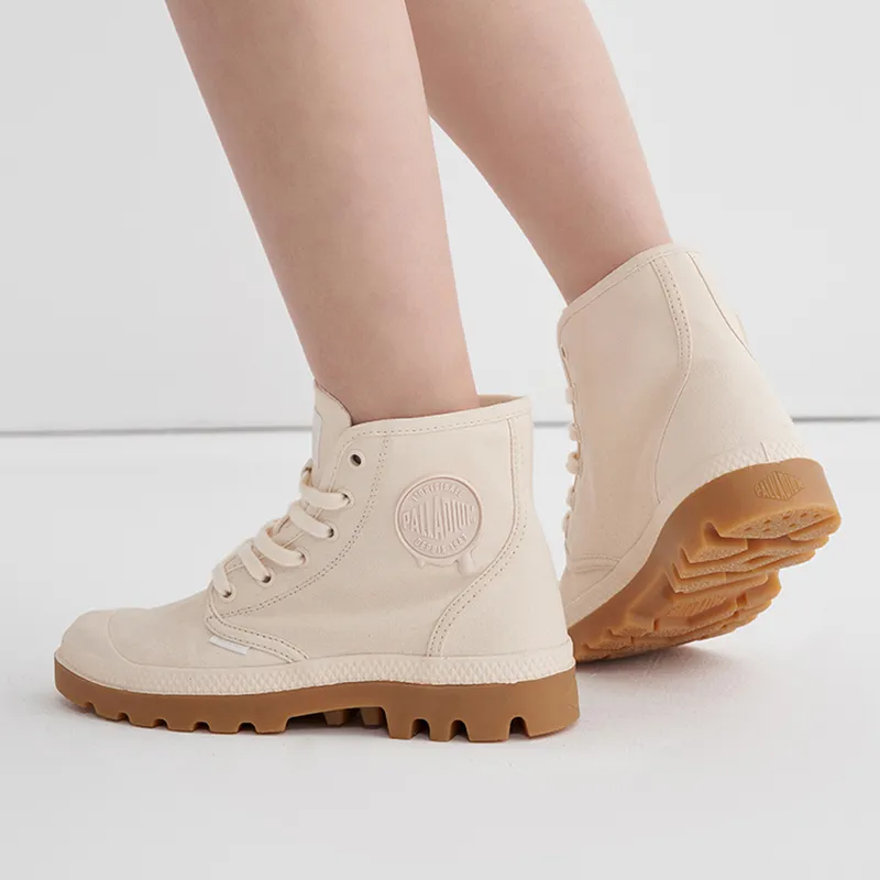 Palladium Pampa HiMcr Wear-Resistant Slip-Resistant High-Top Canvas Shoes Unisex Smoke White Light Brown-6