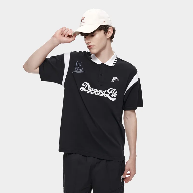 FILA FUSION BASEBALL Series Polo Shirt Men's Pitch Black-2