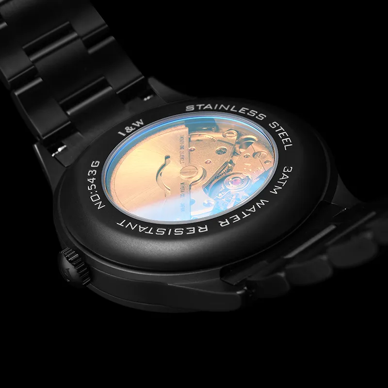 I&W CARNIVAL HWGUOJI Black Panther Collection Automatic Mechanical Movement Watch Men's Watches Black Dial-4