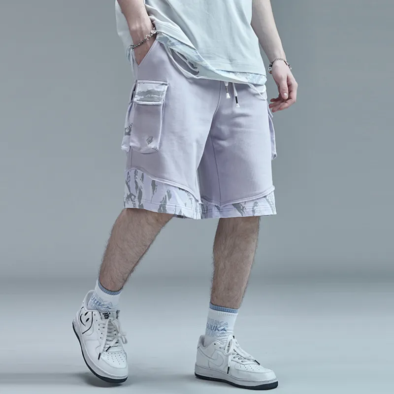 Guuka Cargo Shorts Unisex Purple-2