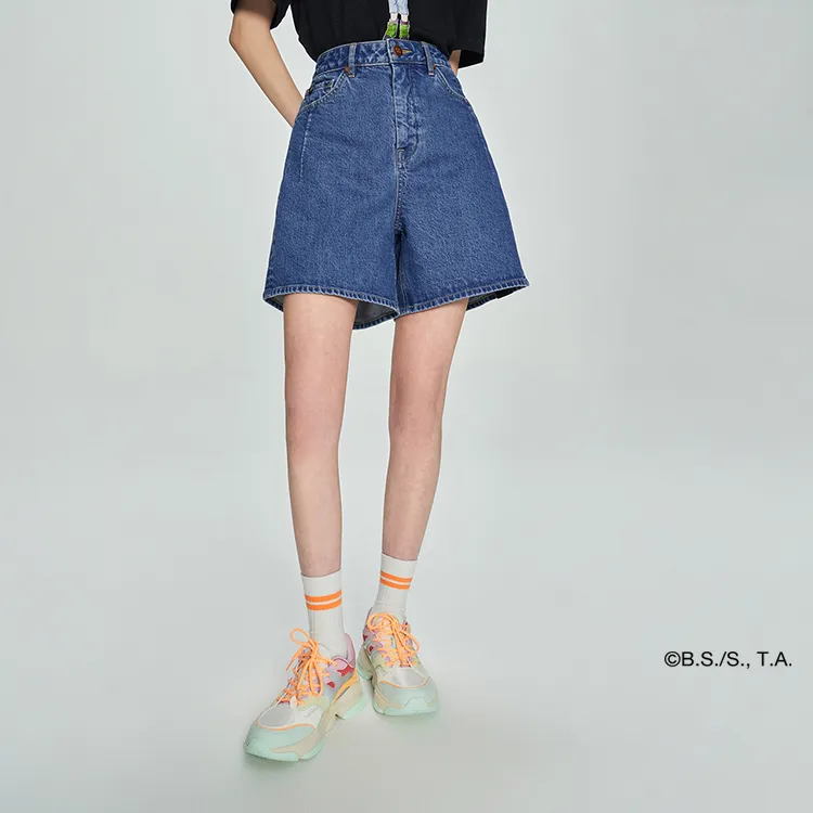 Lee Xline X Dragon Ball Z Collaboration Collection Lee X Dragon Ball Collaboration Denim Shorts Women's Medium Blue-3