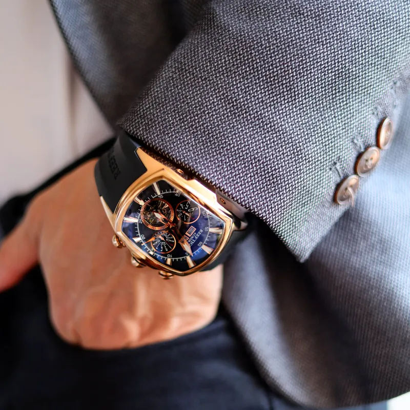 REEF TIGER Aurora Collection Tank II Automatic Mechanical Movement Watch Men's Watches Blue Dial RGA3069 ML-3