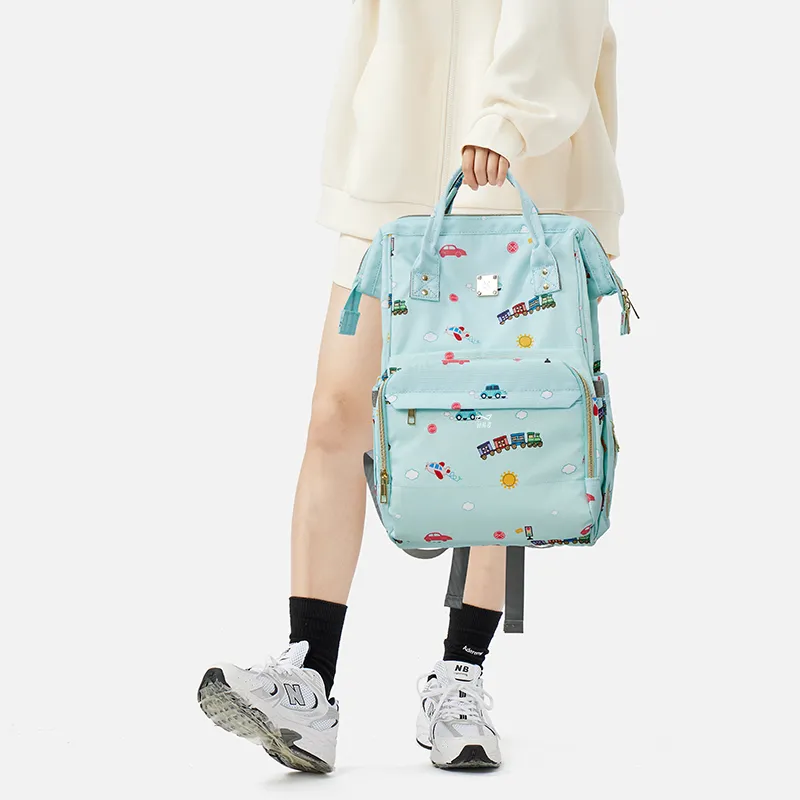 KEYSTREET Fabric Mommy Bag Mother And Baby Bag Handbag Backpack Regular Women's Light Blue-6