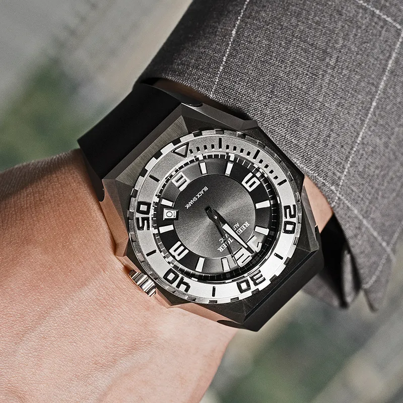 REEF TIGER Black Shark Collection Automatic Mechanical Movement Watch Men's Watches Black Dial RGA6903X JBH-2