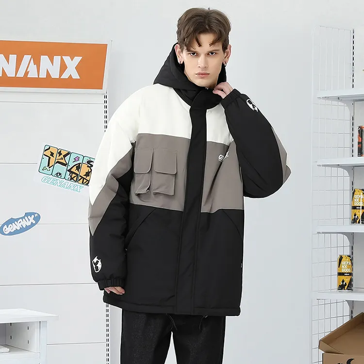 GENANX Letter Hooded Loose Fit Puffer Jacket Unisex-4