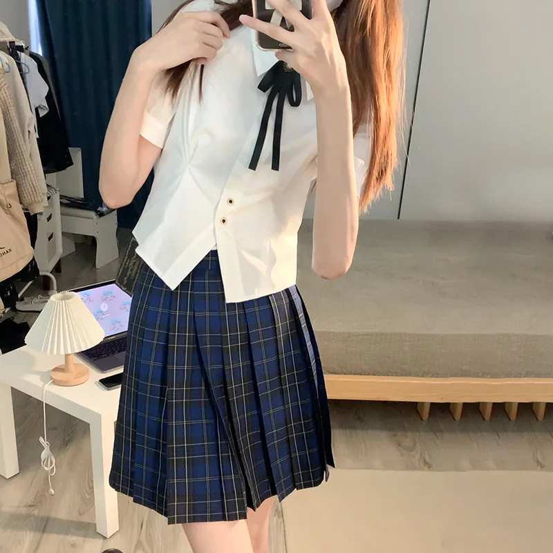 Tokyo Season Casual Short Skirts Women's Green Vine High School Plaid Skirt-30