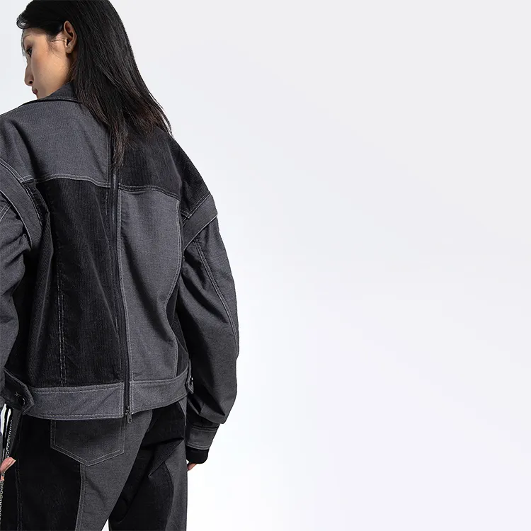 HUANXIANGZHE Jackets Unisex Black Gray Color-5